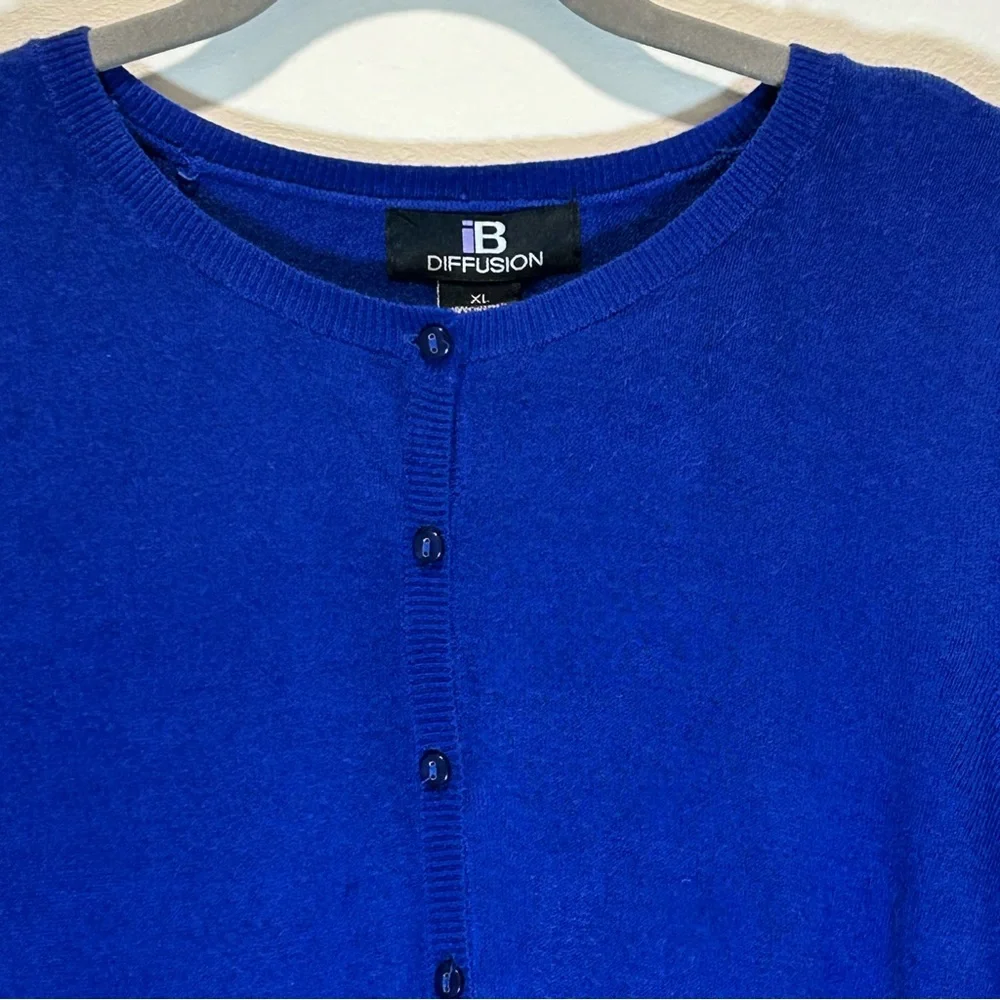 NWT Vintage IB Diffusion Cobalt Blue Button-Up Cardigan Sweater - Size XL - Picture 5 of 9